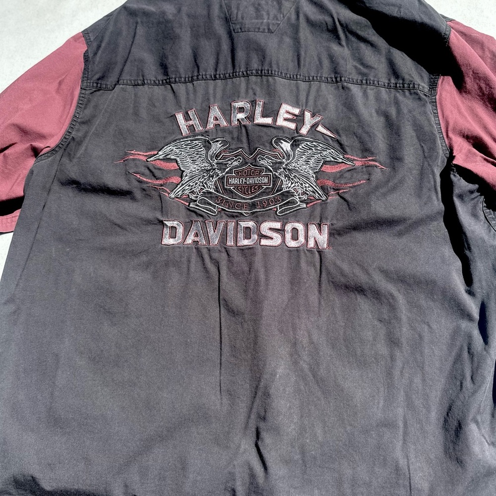 Harley-Davidson Black and Red Casual Button Down Shirt XL